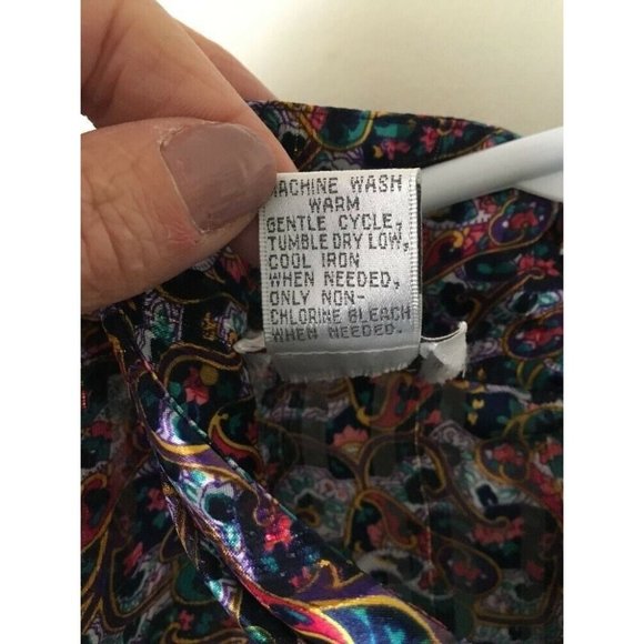 Hasting & Smith  polyester sheer colorful paisley  blouse mock neck size 8 - Picture 10 of 10